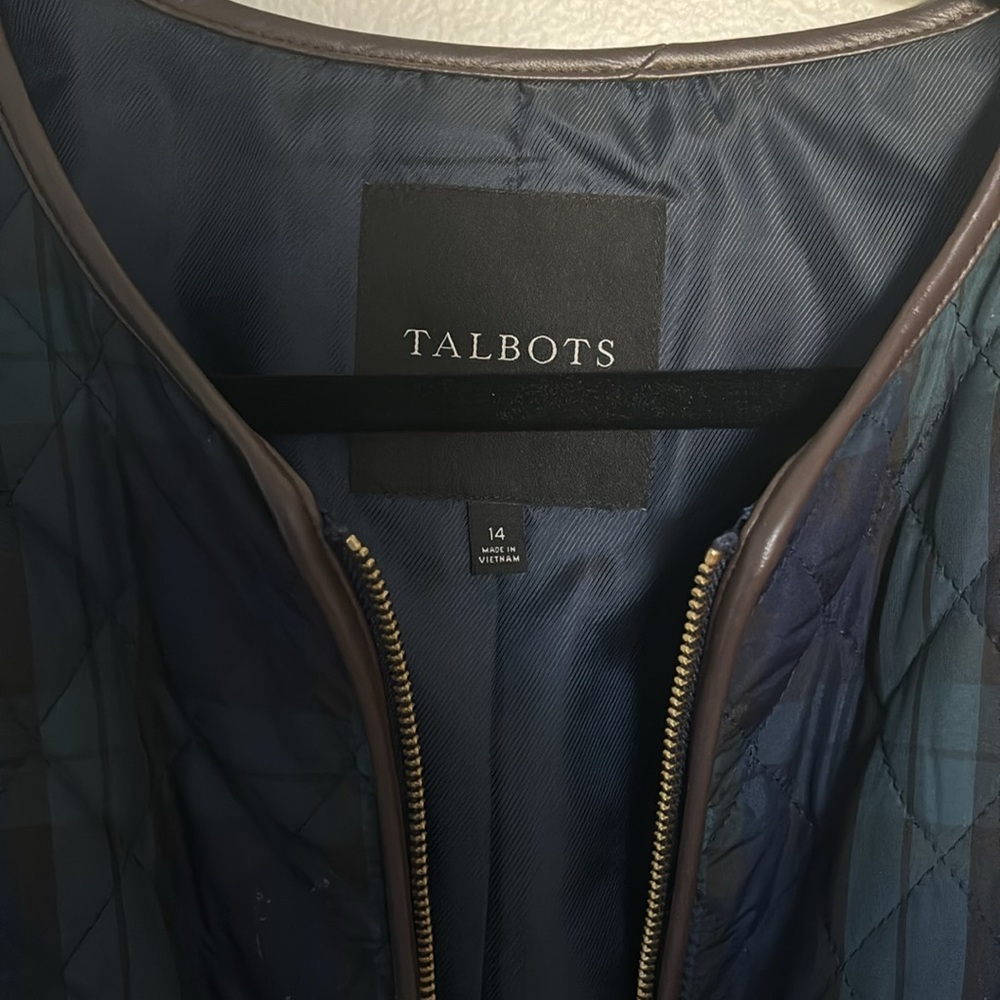 Talbots Navy and Green Plaid Jacket - Picture 2 of 4